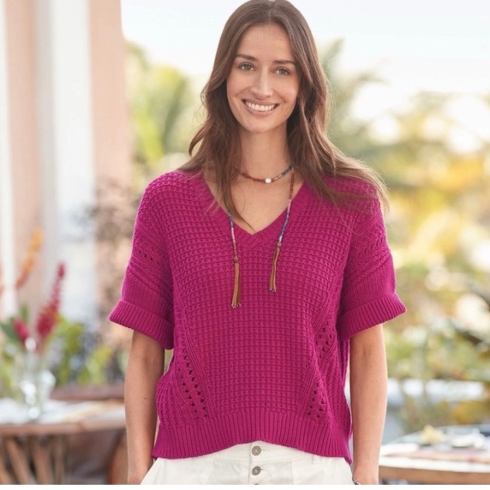 Sundance‎ Catalog My Everyday Short Sleeve Chunky Knit Sweater Sz Small NWT
